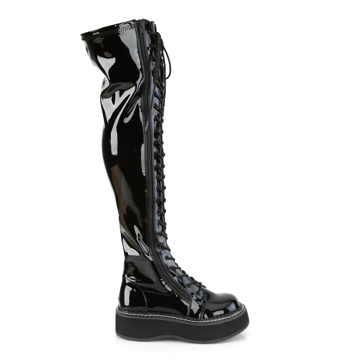 Demonia EMILY-375 | Black  Patent Leather Over-the-Knee Boots
