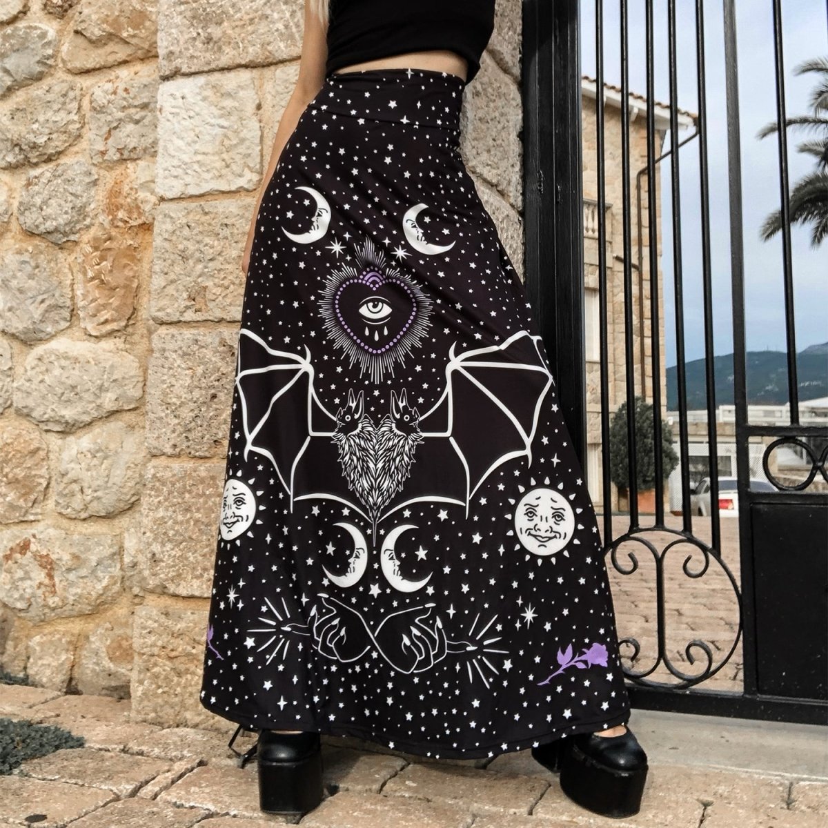 All Seeing Bat Eye Magick Maxi Skirt