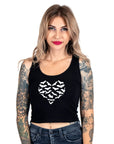 Too Fast | Batty Heart Black Cropped Tank Top