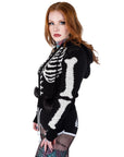 Too Fast | Bony Skeleton Cardigan Zip Up Sweater