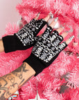 Too Fast | Christmas Skulls Fingerless Winter Knit Gloves