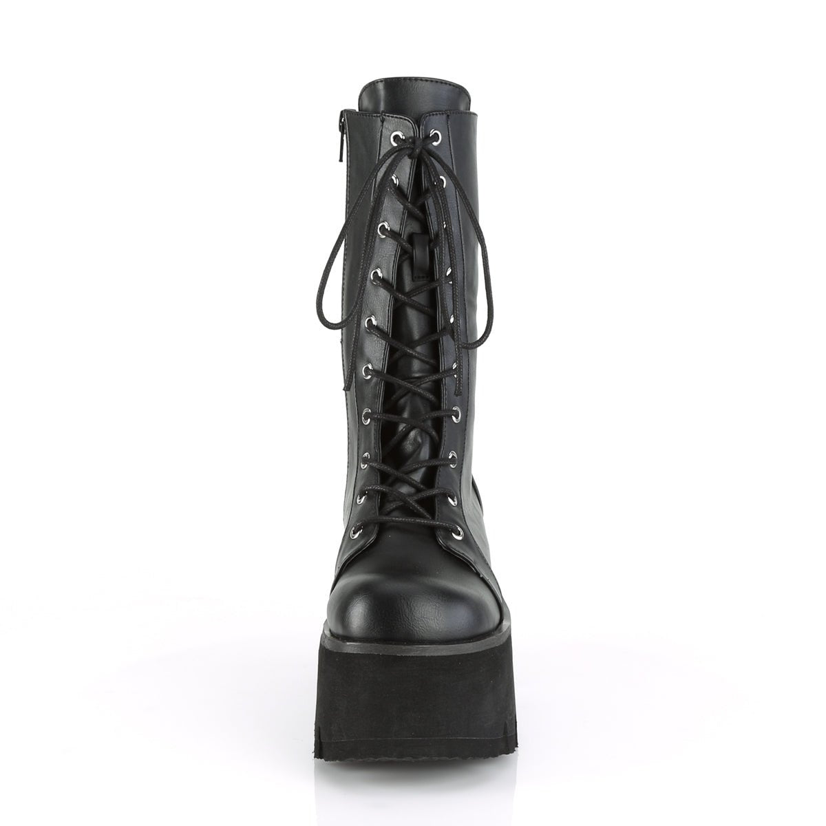 Too Fast | Demonia Ashes 105 | Black Vegan Leather Women&#39;s Mid Calf Boots