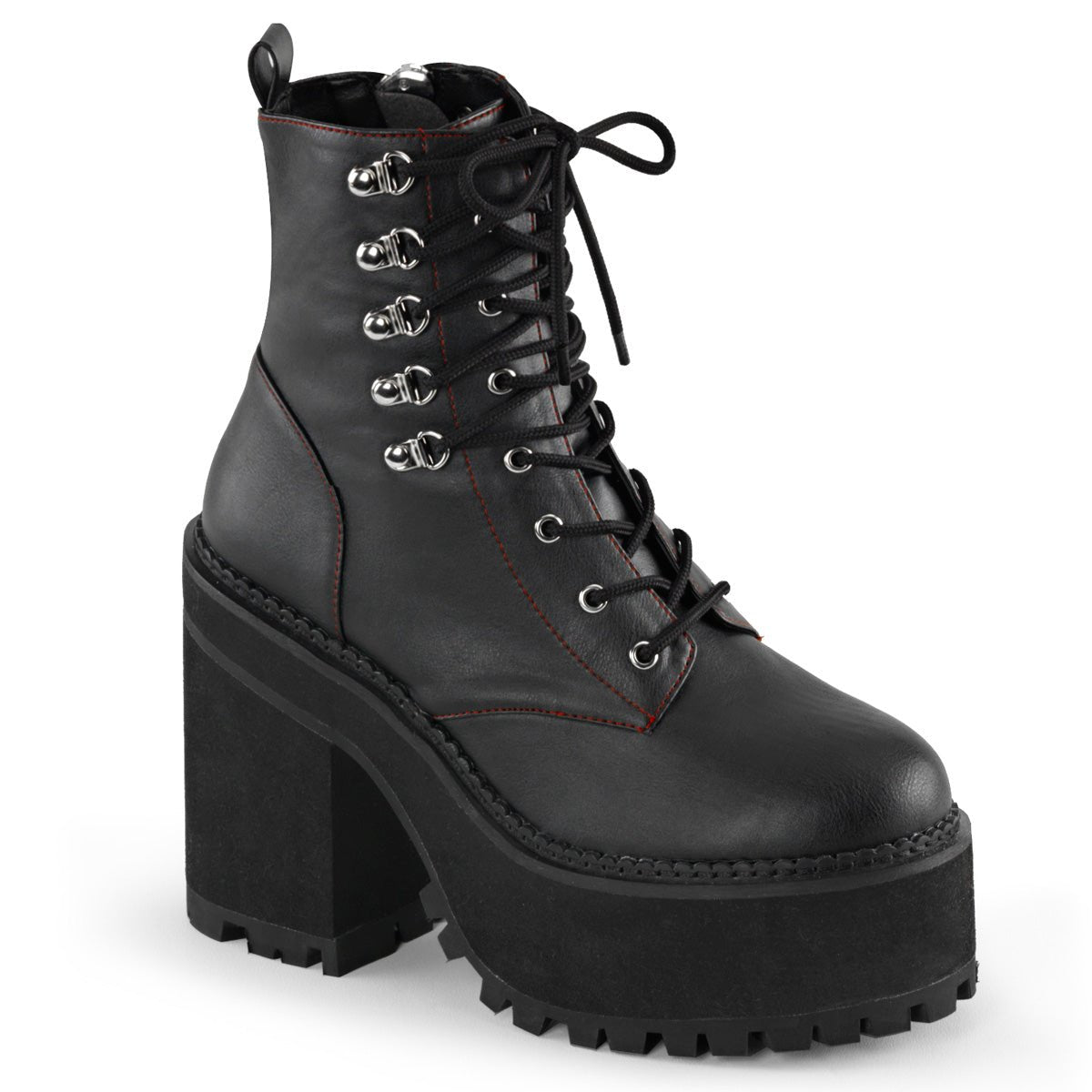 Too Fast | Demonia Assault 100 | Black Vegan Leather Women's Ankle Boots