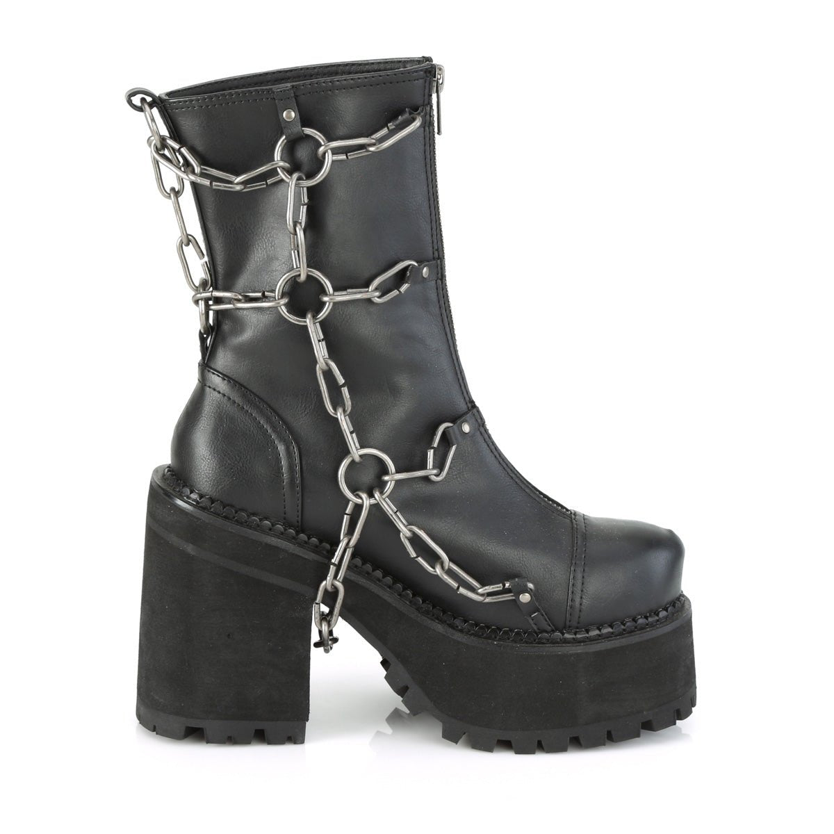 Too Fast | Demonia Assault 66 | Black Vegan Leather Women's Ankle Boots