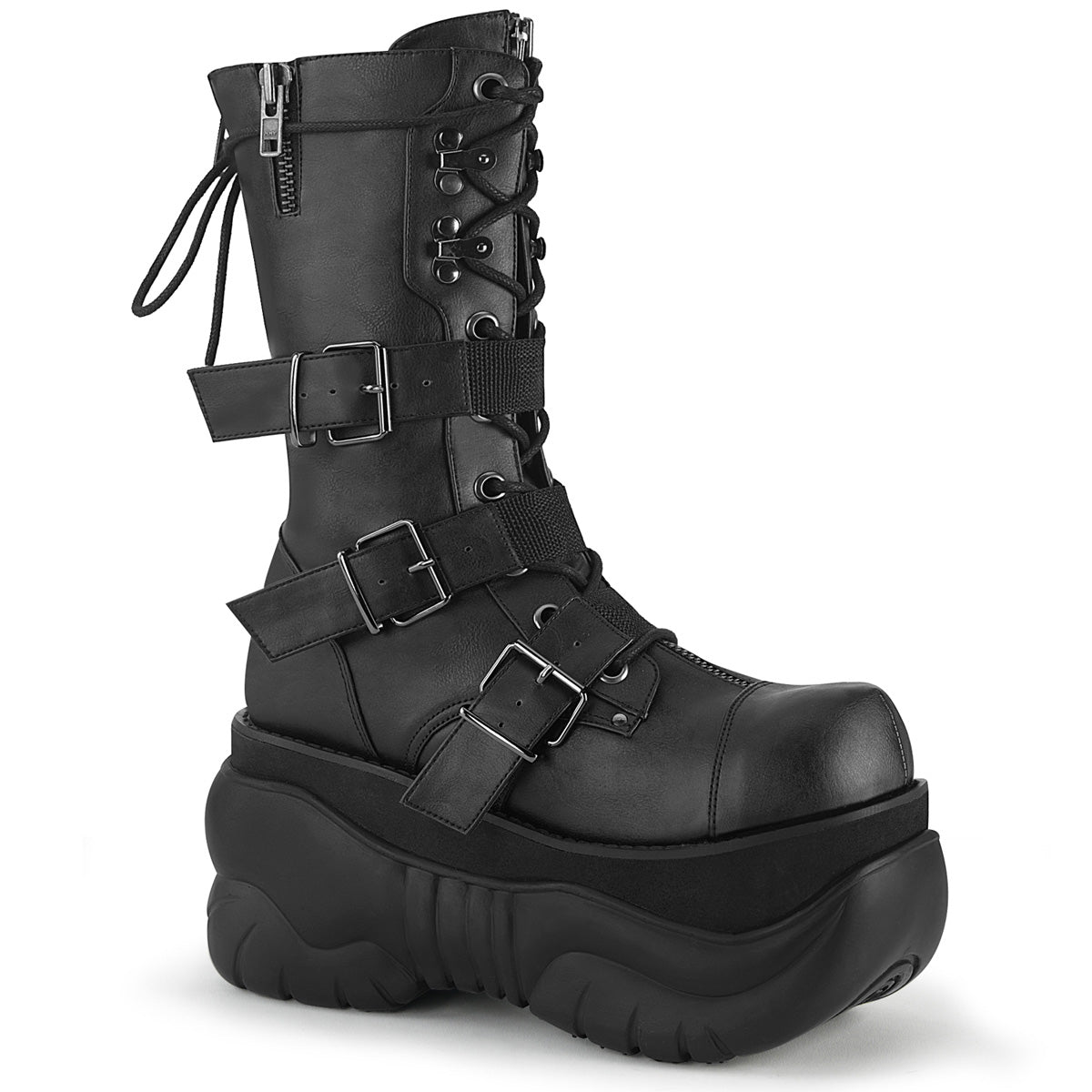 Too Fast | Demonia Boxer 230 | Black Vegan Leather Unisex Platform Boots