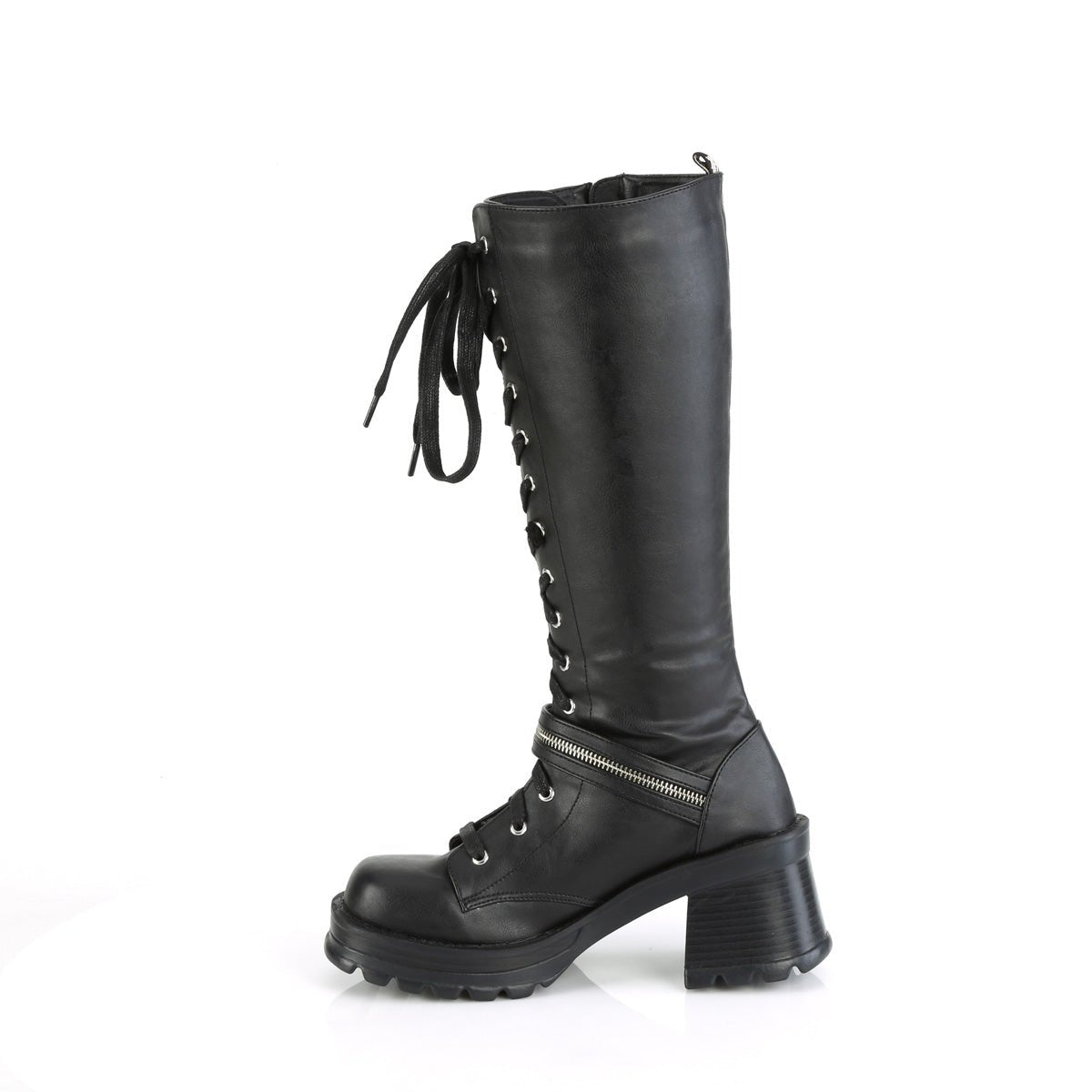 Too Fast | Demonia Bratty 206 | Black Vegan Leather Women&#39;s Knee High Boots