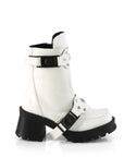 Too Fast | Demonia Bratty 56 | White Vegan Leather Women's Ankle Boots