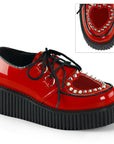 Too Fast | Demonia Creeper 108 | Red Patent Leather & Pvc Women's Creepers