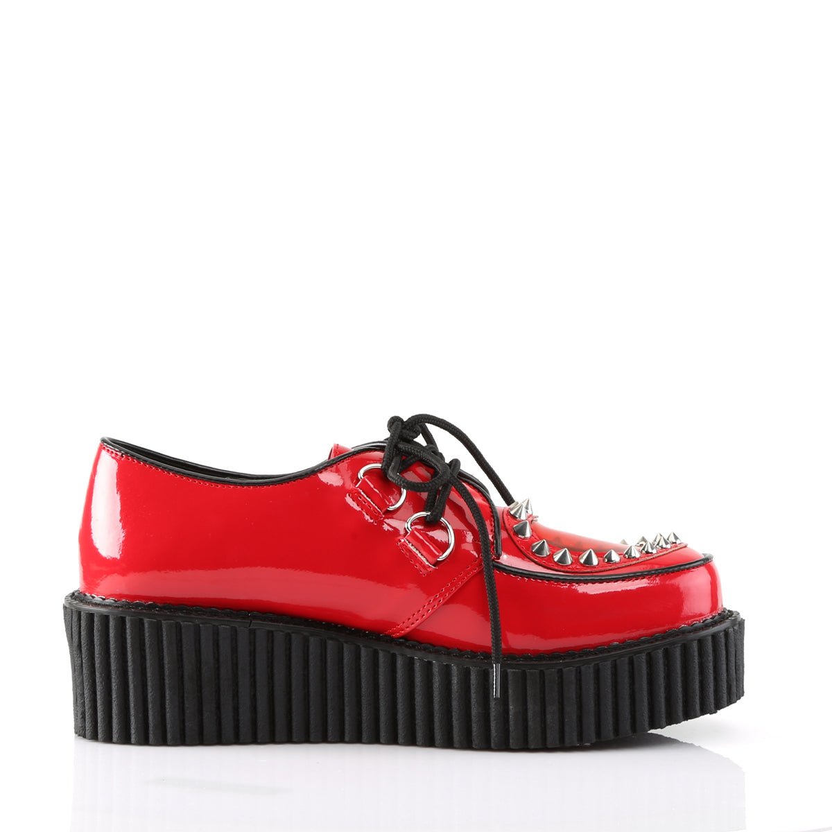 Too Fast | Demonia Creeper 108 | Red Patent Leather &amp; Pvc Women&#39;s Creepers