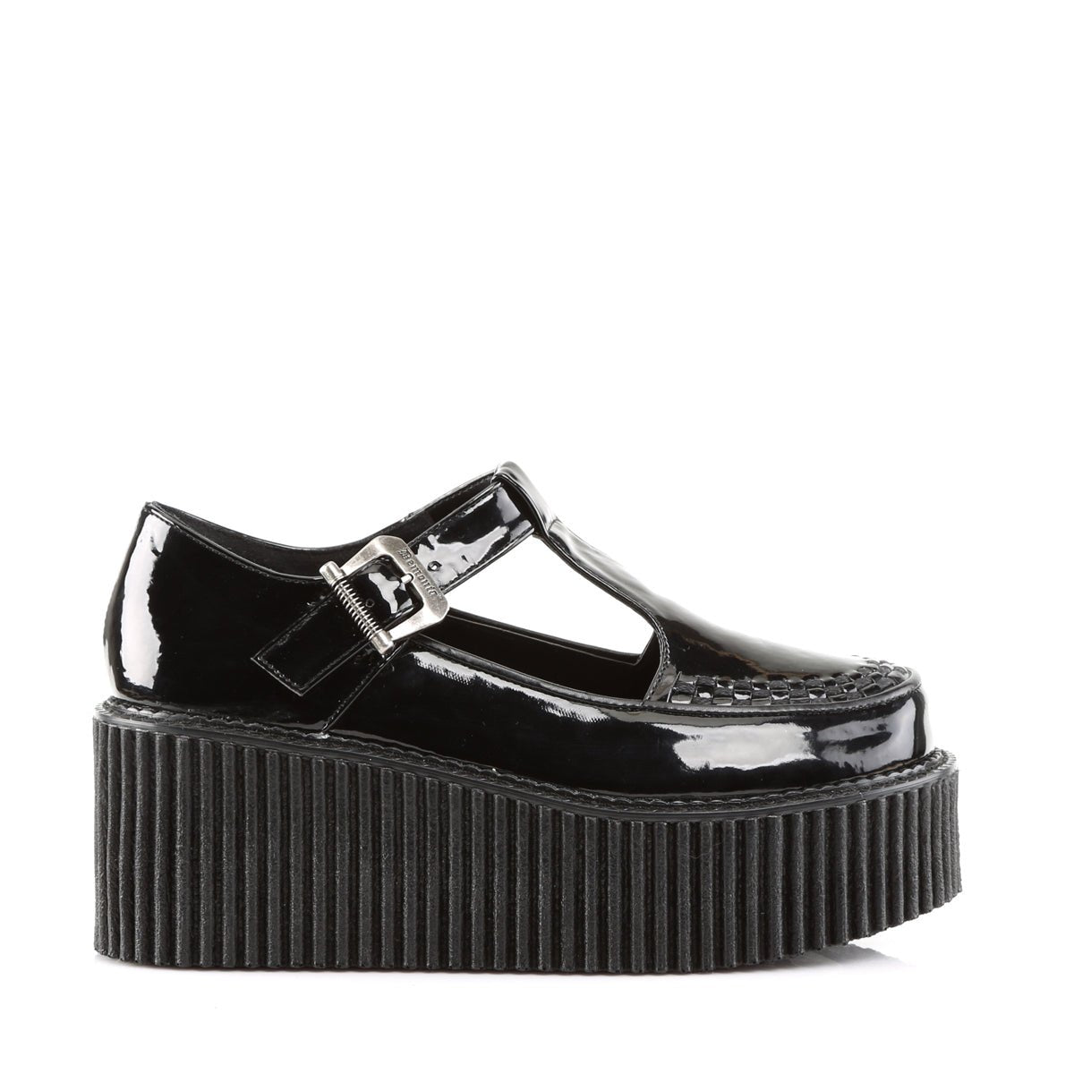 Too Fast | Demonia Creeper 214 | Black Patent Leather Women&#39;s Creepers
