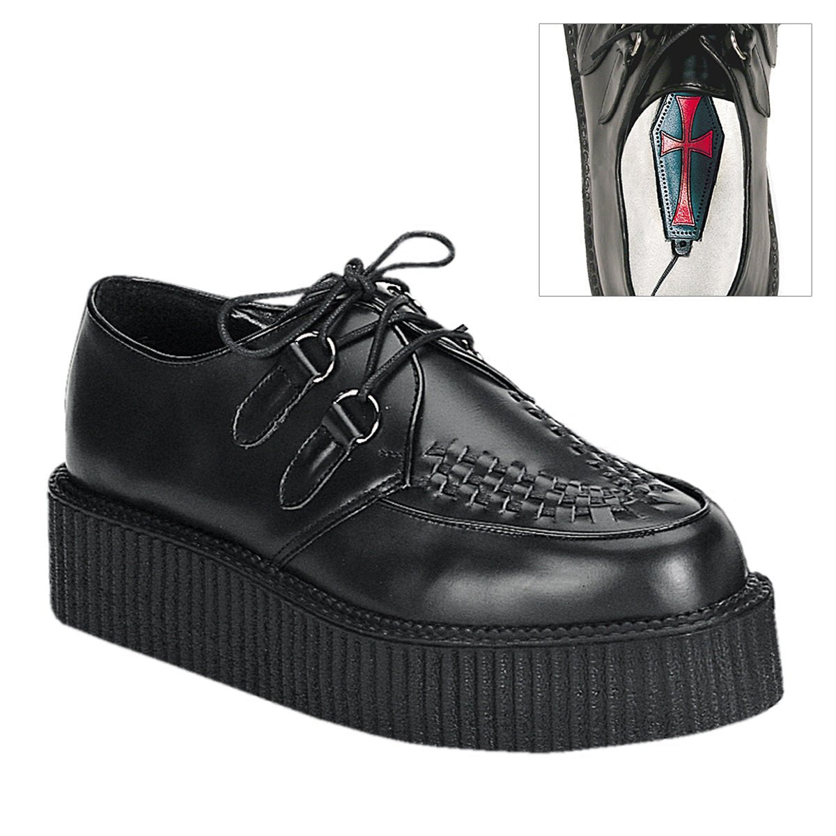 Black Patent Vegan Viva Low Creeper Shoes