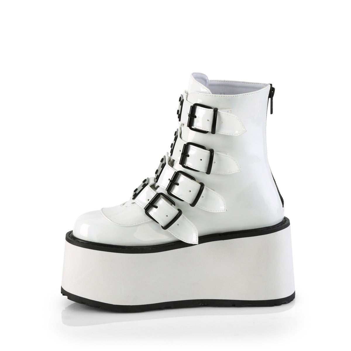 Holographic White Platform Ankle Boots