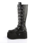 Too Fast | Demonia DAMNED-318 Black Vegan Leather, 3 1/2" PF Ankle Boots