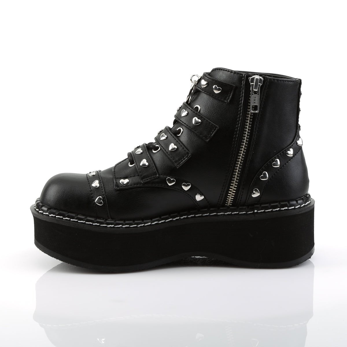 Too Fast | Demonia Emily 315 | Black Vegan Leather Women&#39;s Ankle Boots