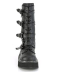 Too Fast | Demonia Emily 322 | Black Vegan Leather Women's Mid Calf Boots