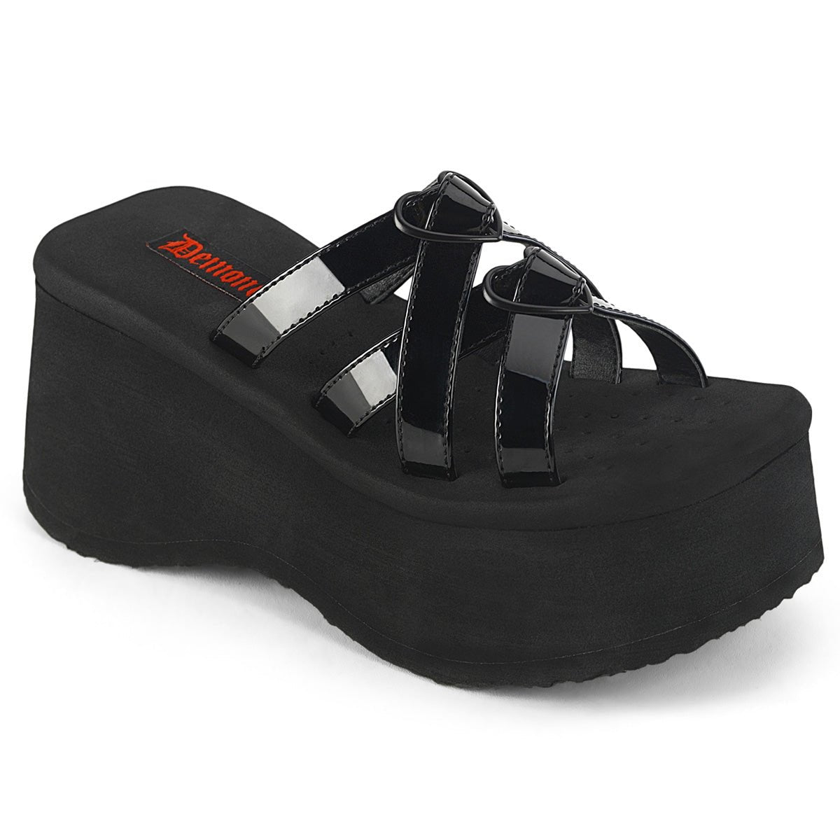 Too Fast | Demonia FUNN-15 | Black Patent Leather Sandals