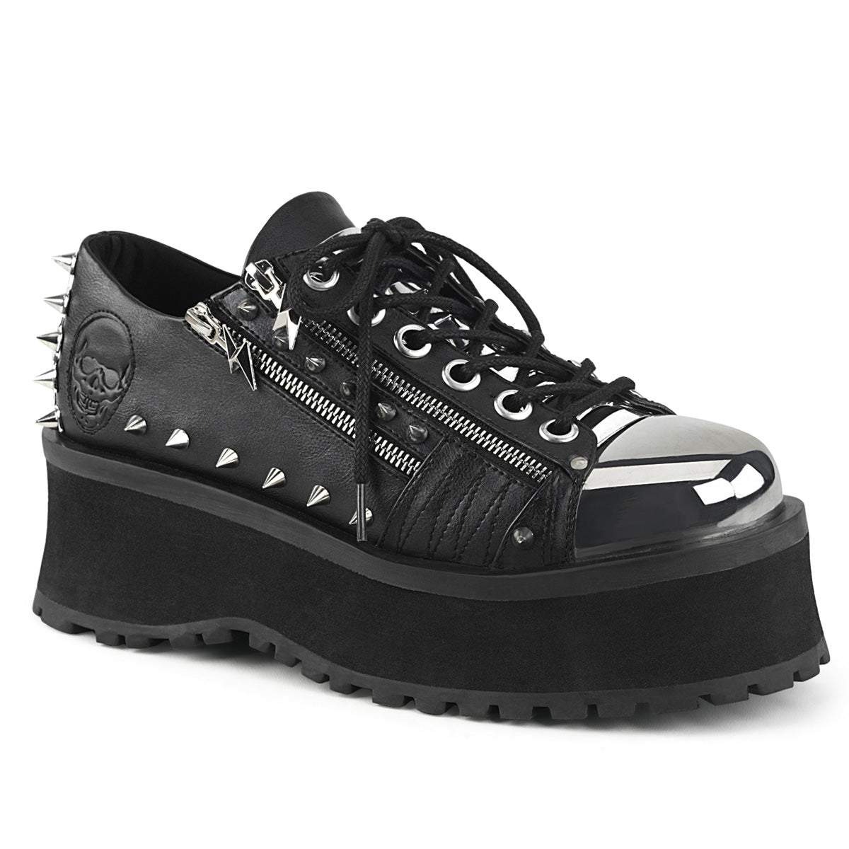 Too Fast | Demonia Gravedigger 04 | Black Vegan Leather Unisex Platform Shoes