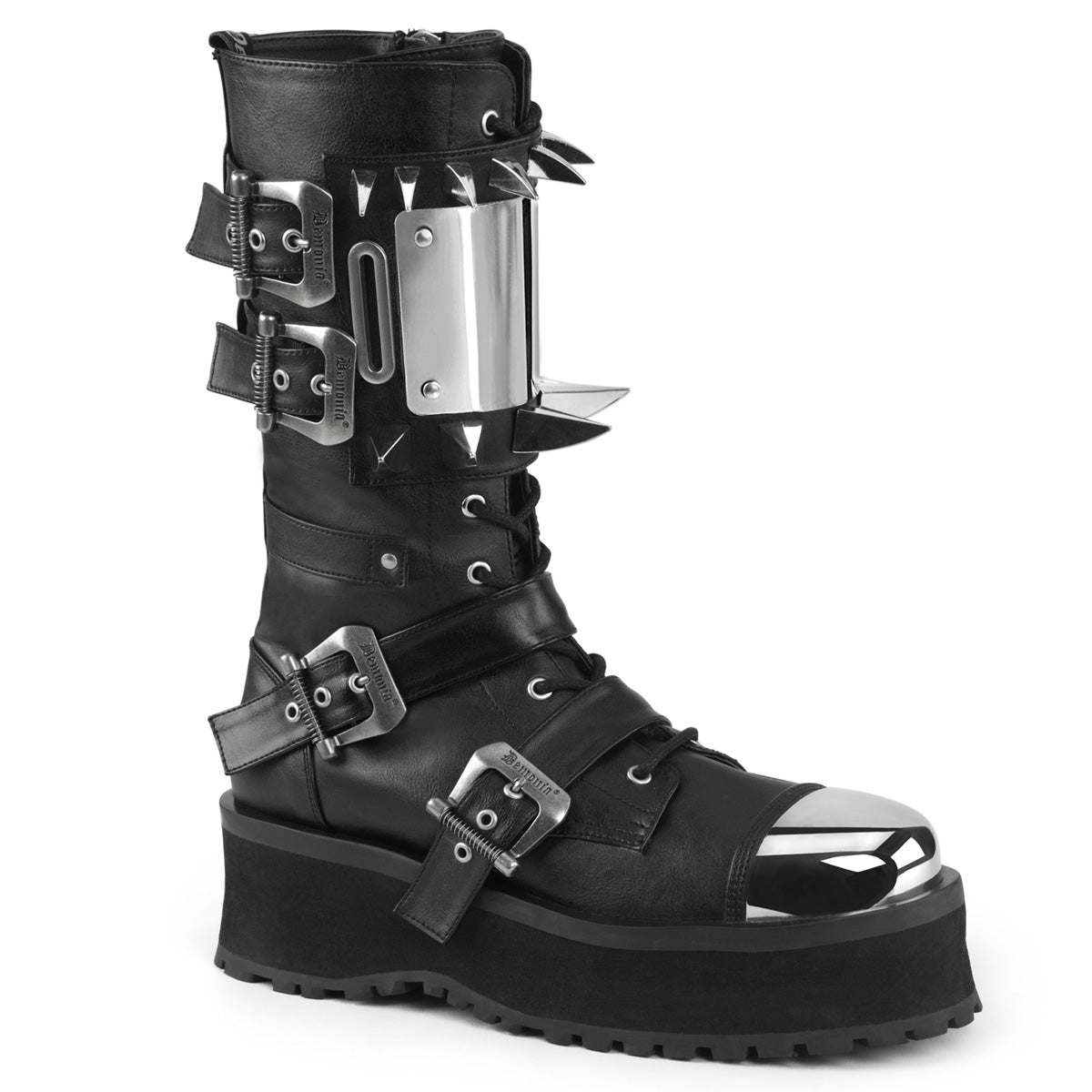Too Fast | Demonia Gravedigger 250 | Black Vegan Leather Unisex Platform Boots