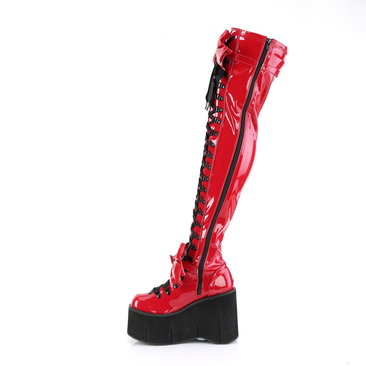 Too Fast | Demonia Kera 303 | Red Patent Leather Women's Over The Knee Boots