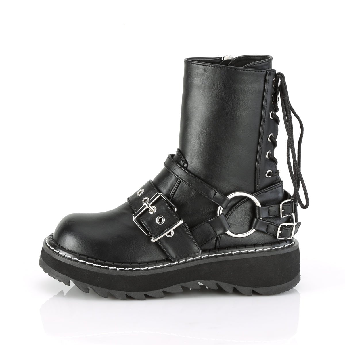 Too Fast | Demonia Lilith 210 | Black Vegan Leather Women&#39;s Ankle Boots
