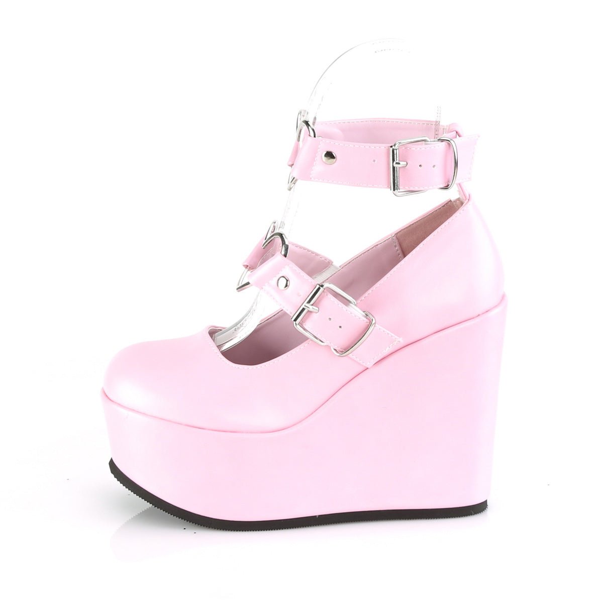 Too Fast | Demonia Poison 99 2 | Pink Vegan Leather Women&#39;s Mary Janes