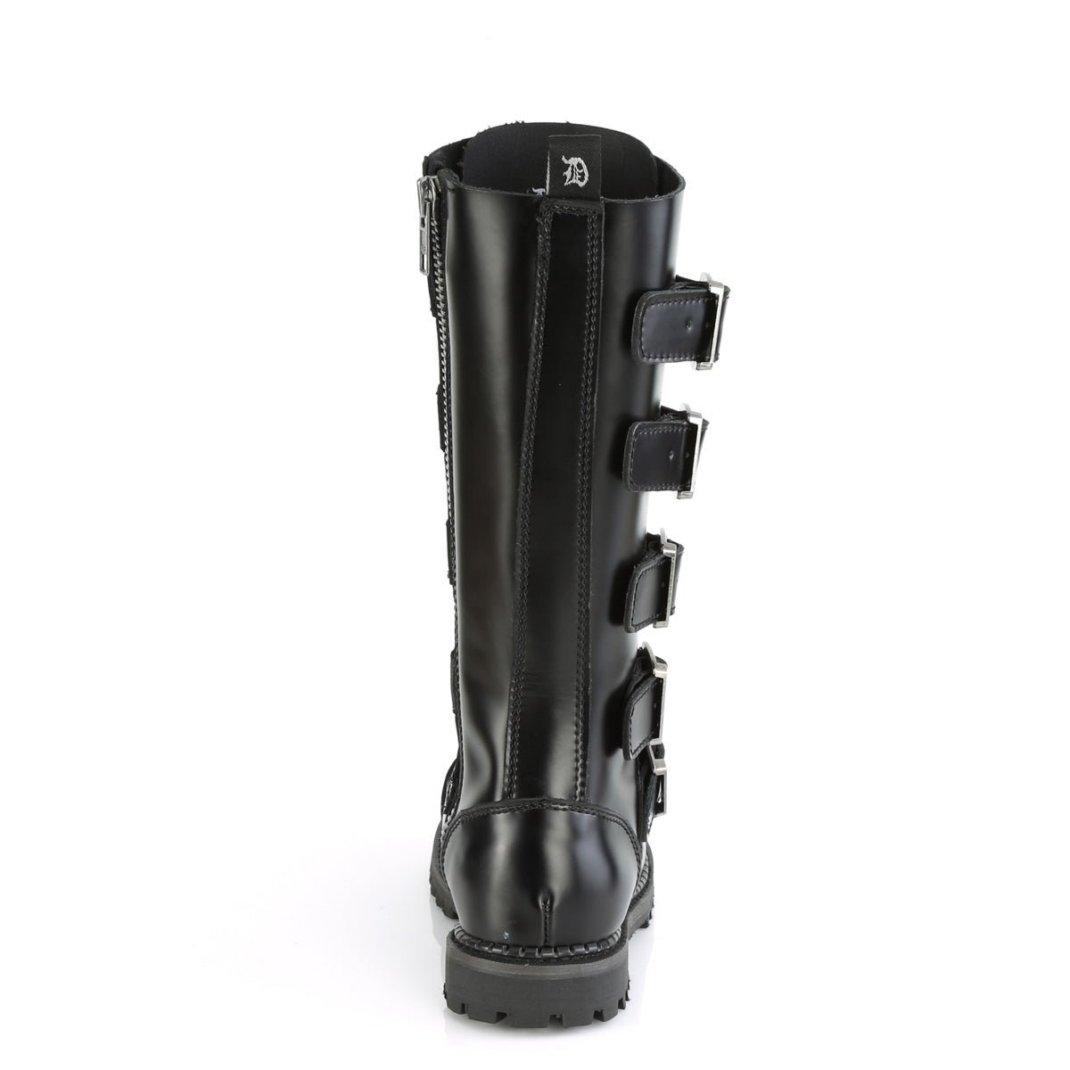 Too Fast | Demonia Riot 18 Bk | Black Leather Unisex Combat Boots