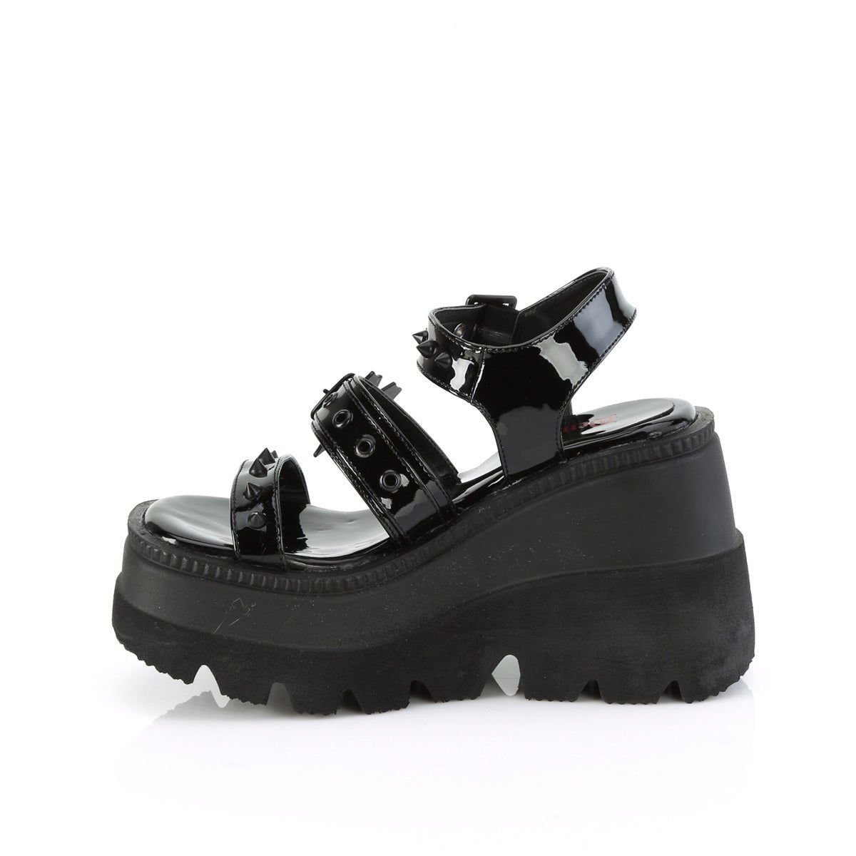 Too Fast | Demonia Shaker 13 | Black Patent Leather Women&#39;s Sandals