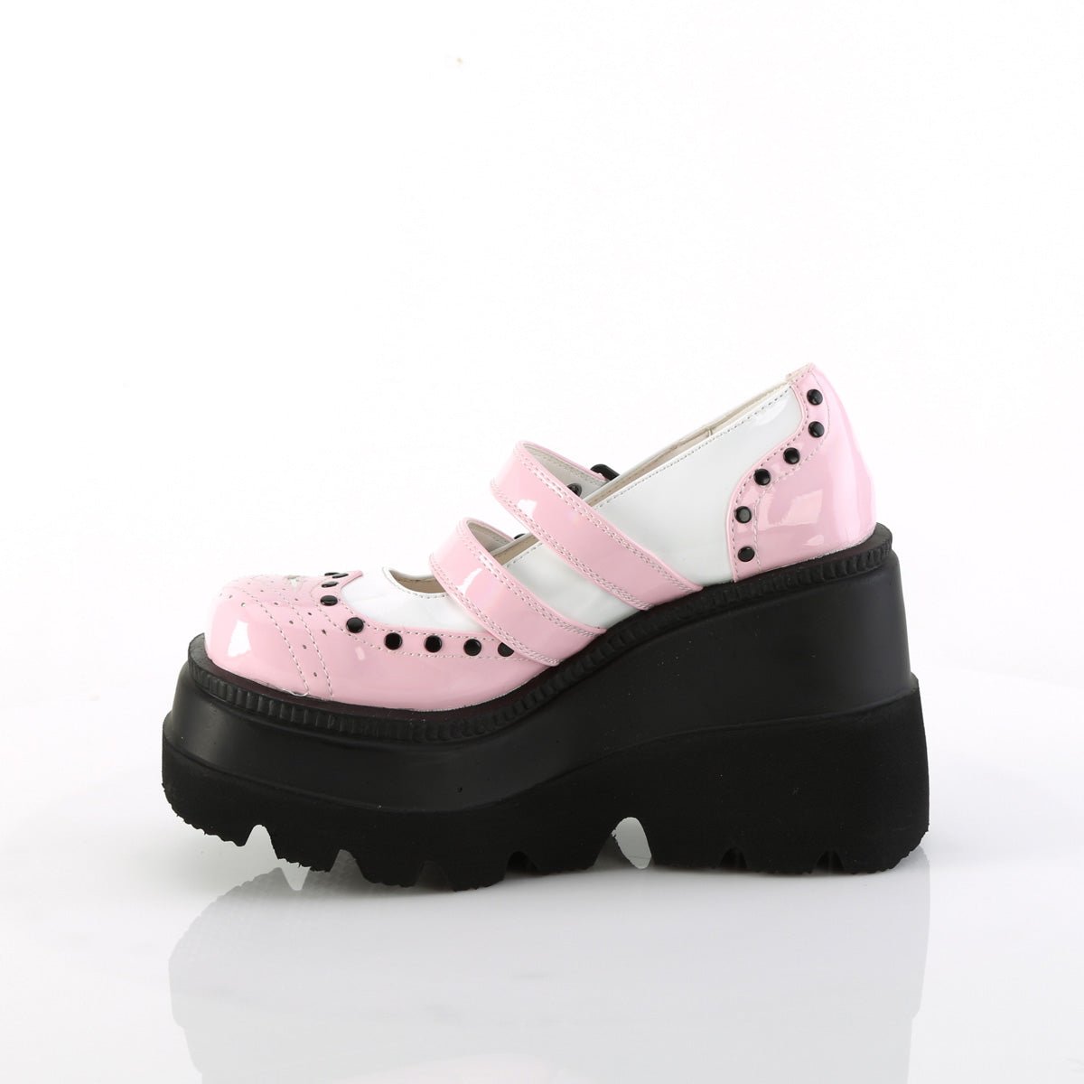 Too Fast | Demonia Shaker 27 | Baby Pink Patent Leather Women's Mary Janes