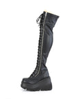 Too Fast | Demonia Shaker 374 | Black Stetch Vegan Leather Women's Over The Knee Boots