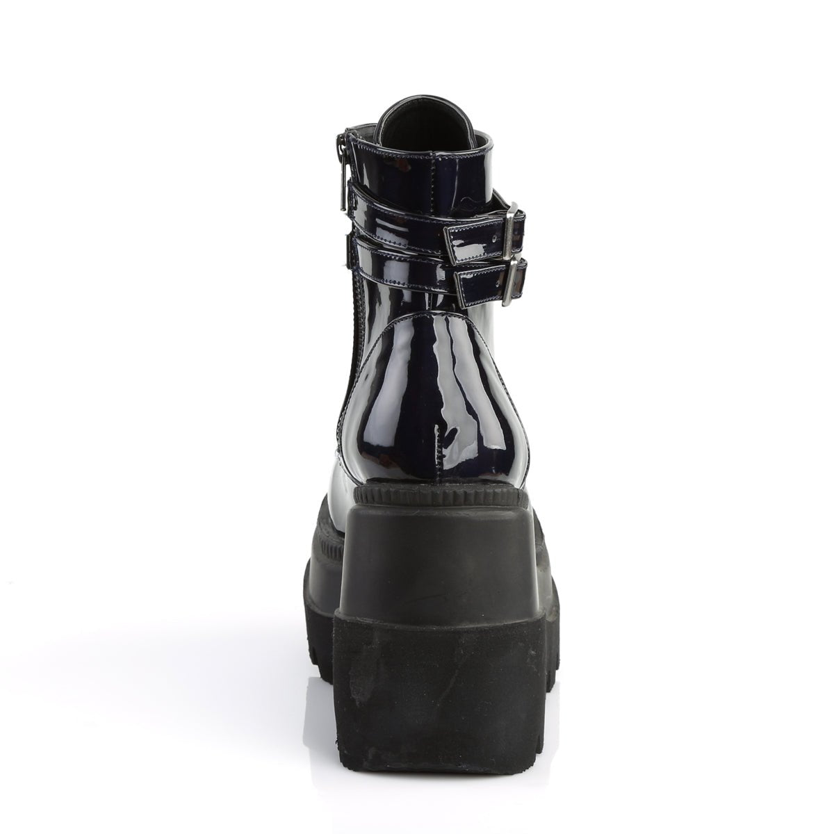 Too Fast | Demonia Shaker 52 | Black Hologram Women&#39;s Ankle Boots