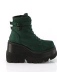 Too Fast | Demonia Shaker 52 | Emerald Vegan Suede Women's Ankle Boots