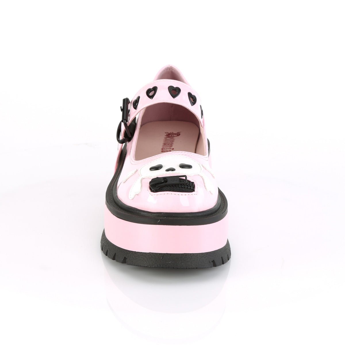 Too Fast | Demonia SLACKER-27 Baby Pink Holographic Patent Leather Platform Mary Jane