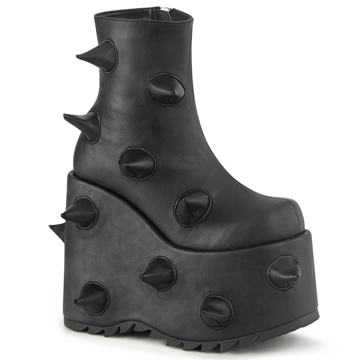 Too Fast | Demonia Slay 77 | Black Vegan Leather Women's Ankle Boots