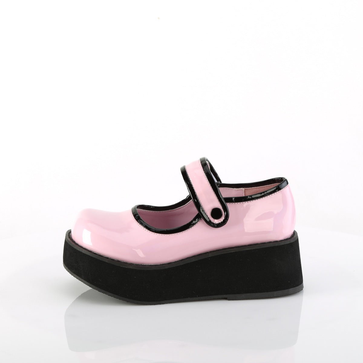 Too Fast | Demonia Sprite 01 | Baby Pink Hologram Patent Women&#39;s Mary Janes
