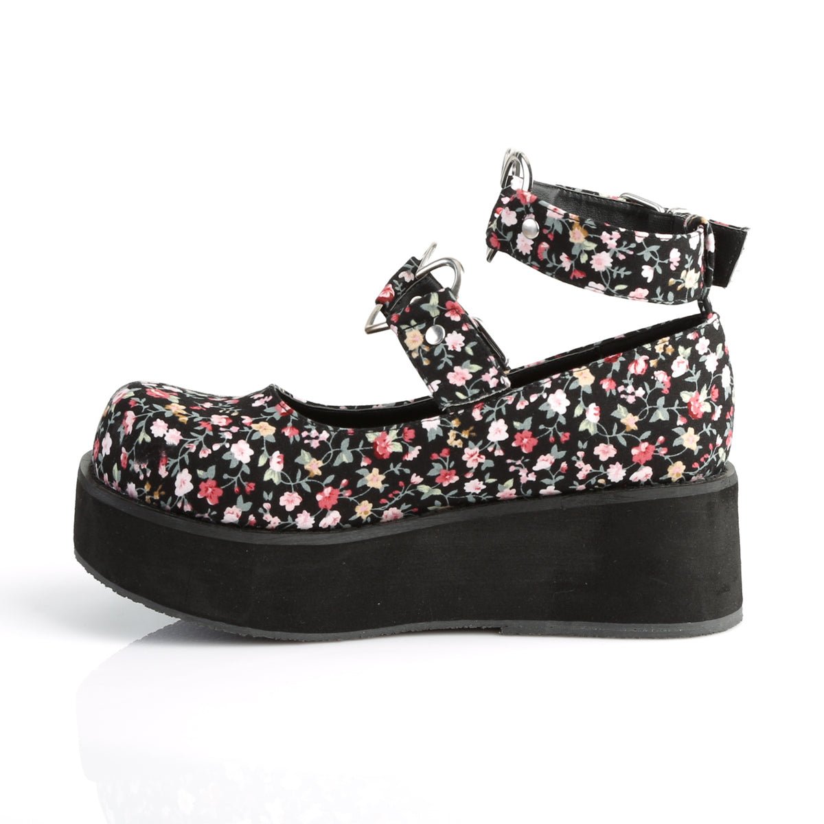 Too Fast | Demonia Sprite 02 | Floral Fabric Women&#39;s Mary Janes