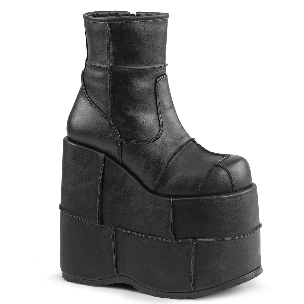 Too Fast | Demonia Stack 201 | Black Vegan Leather Unisex Platform Boots