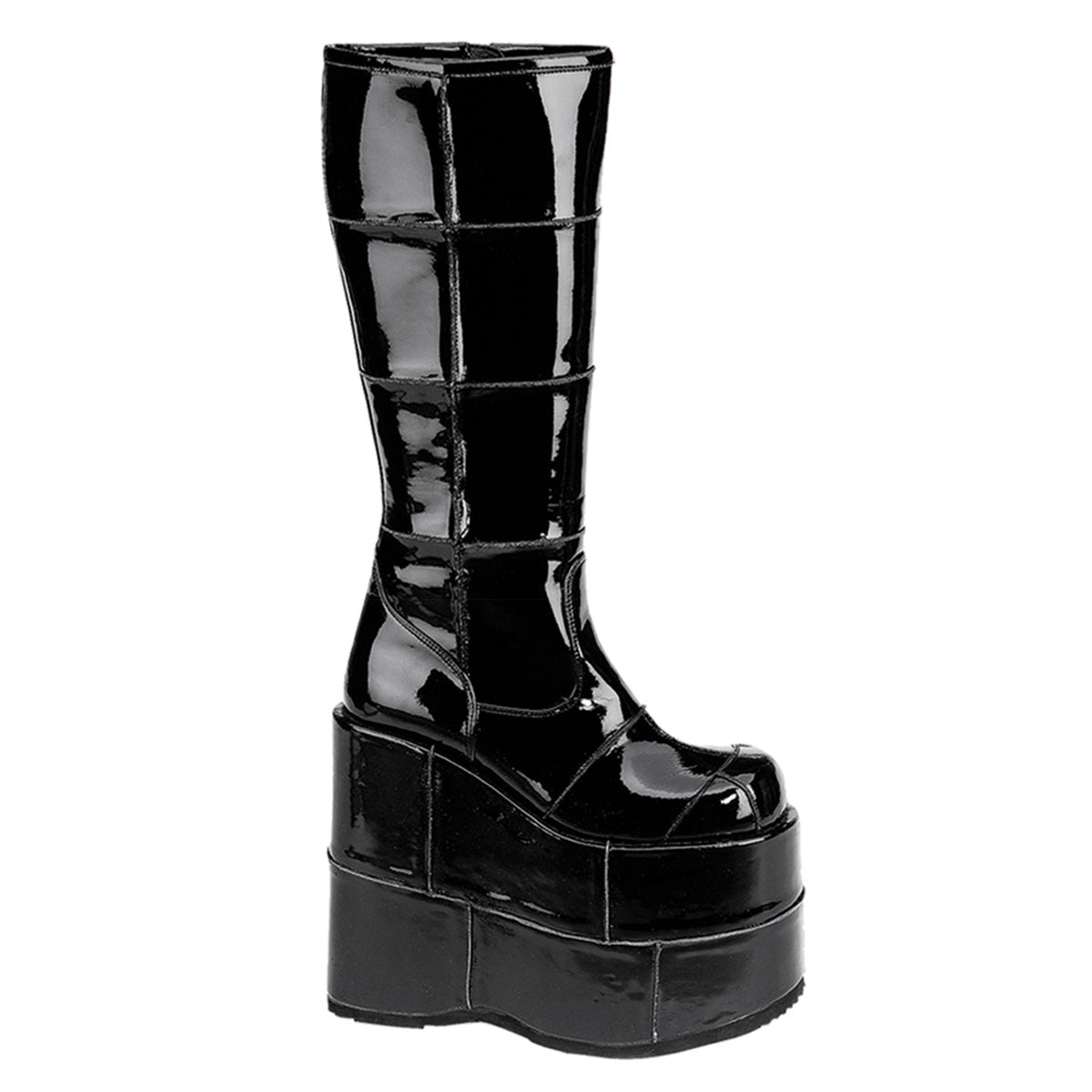Too Fast | Demonia Stack 301 | Black Patent Leather Unisex Platform Boots