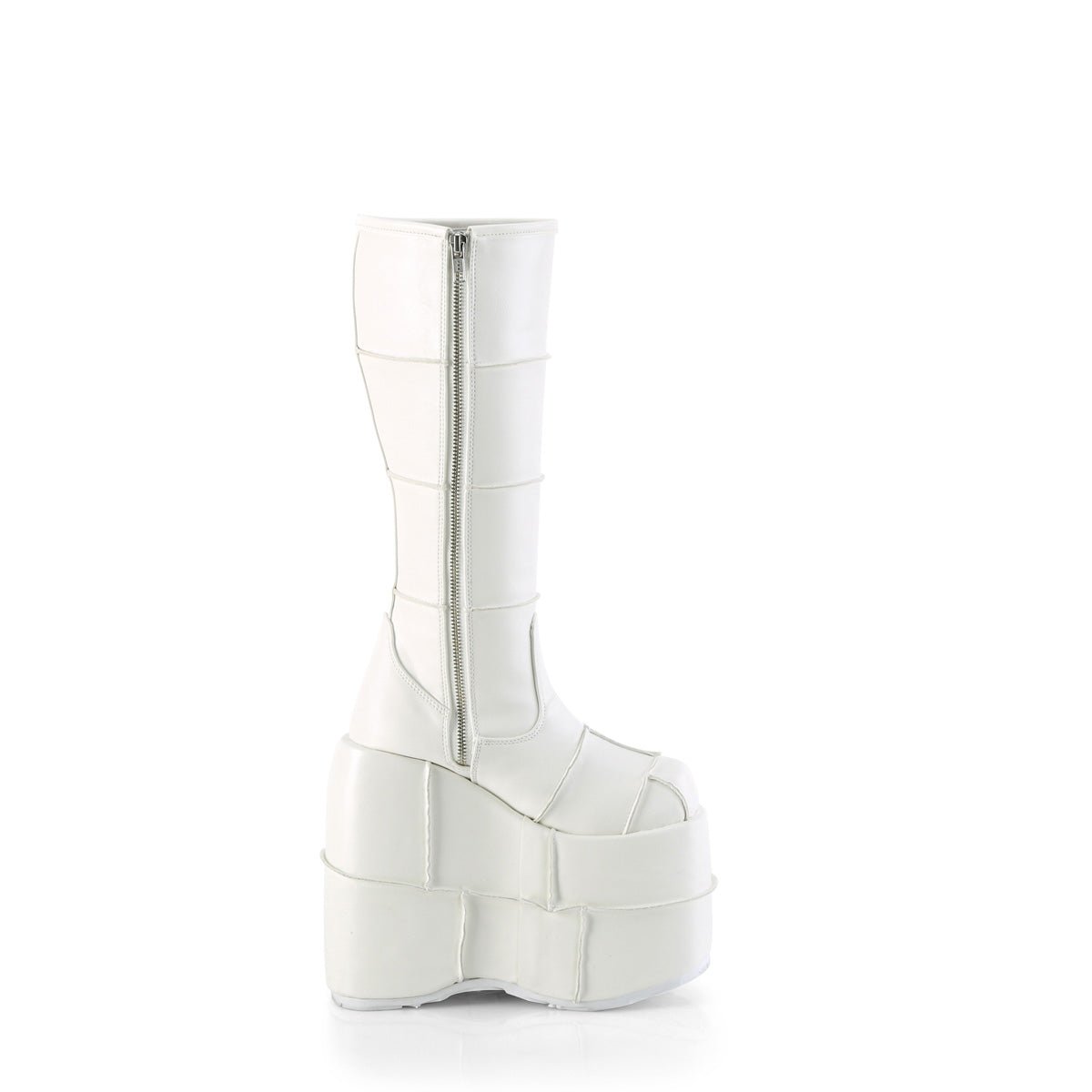Too Fast | Demonia Stack 301 | White Vegan Leather Unisex Platform Boots