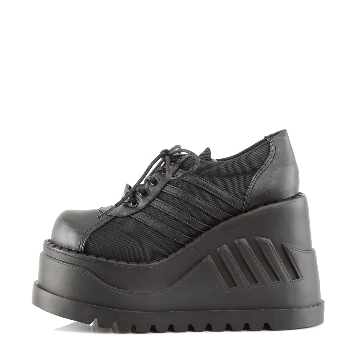 Too Fast | Demonia STOMP-08 | Black Vegan Leather Platform Shoes