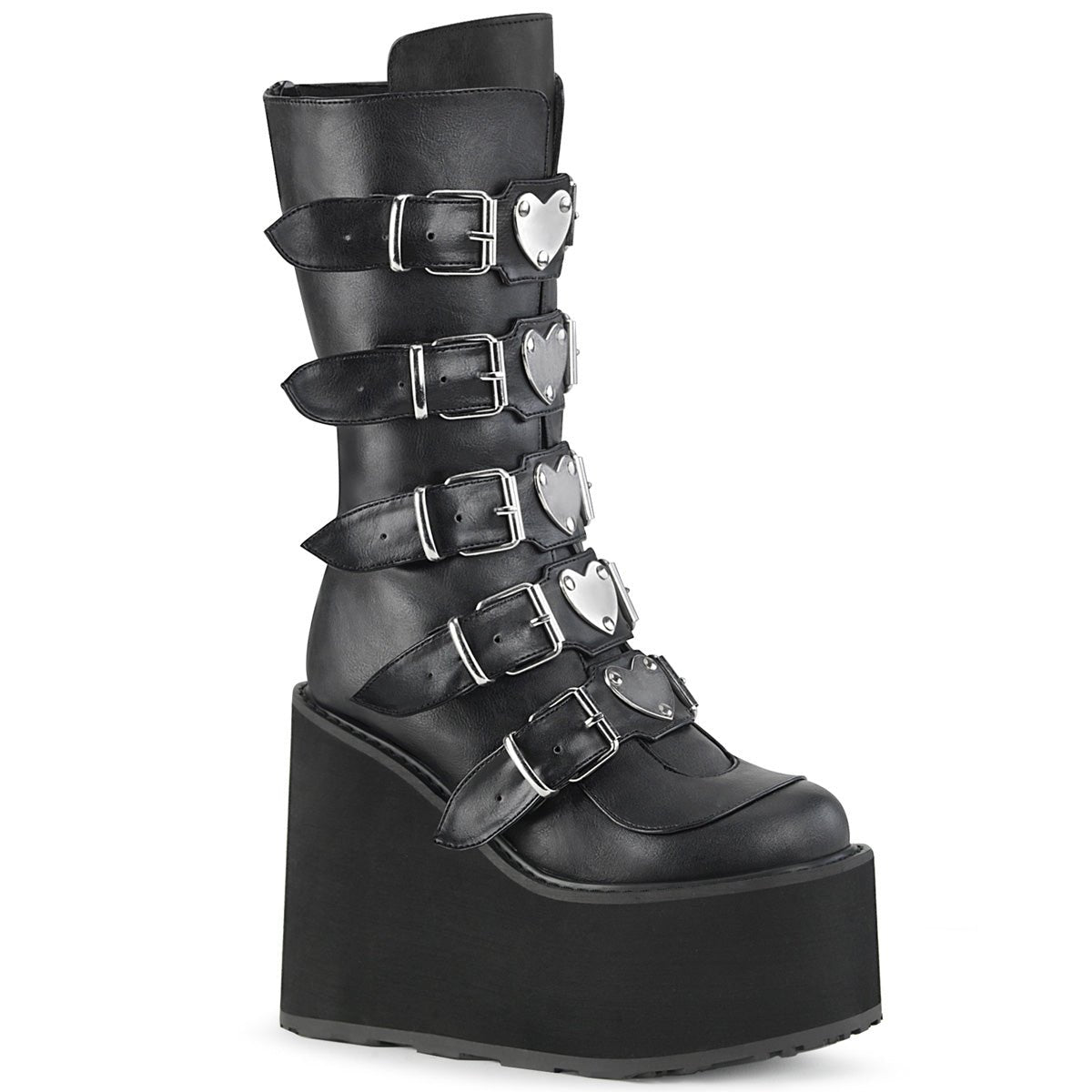 Too Fast | Demonia SWING-230 Black Vegan Leather Knee High Boots