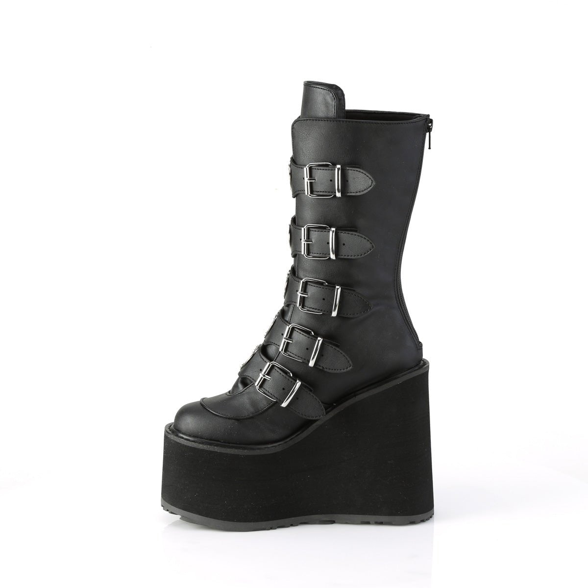 Too Fast | Demonia SWING-230 Black Vegan Leather Knee High Boots