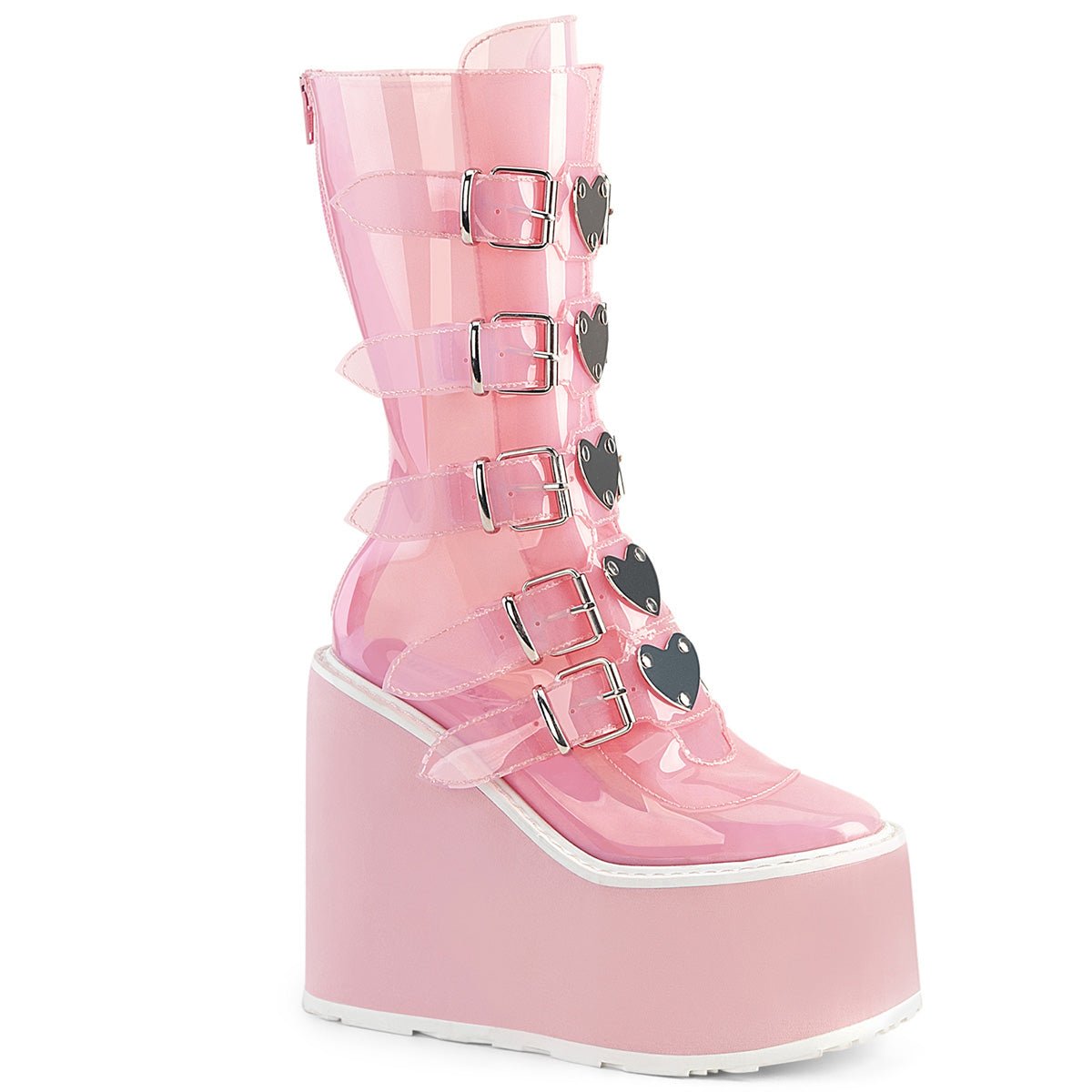 Demonia SWING-230C  Baby Pink TPU (Thermoplastic Polyurethane) Women's  Mid-Calf Boots – Too Fast