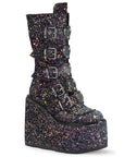 Too Fast | Demonia Swing 230 G | Black Glitter Women's Mid Calf Boots