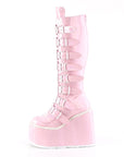 Too Fast | Demonia SWING-815 Baby Pink Hologram Knee High Boots