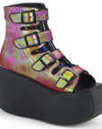 Too Fast | Demonia Violet 150 | Pink & Green Iridescent Vegan Leather Women's Ankle Boots