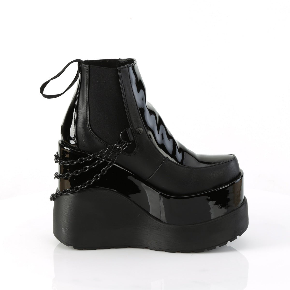 Too Fast | Demonia Void 50 | Black Patent Leather Women's Ankle Boots