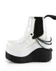 Too Fast | Demonia Void 50 | White Holographic Patent Women's Ankle Boots