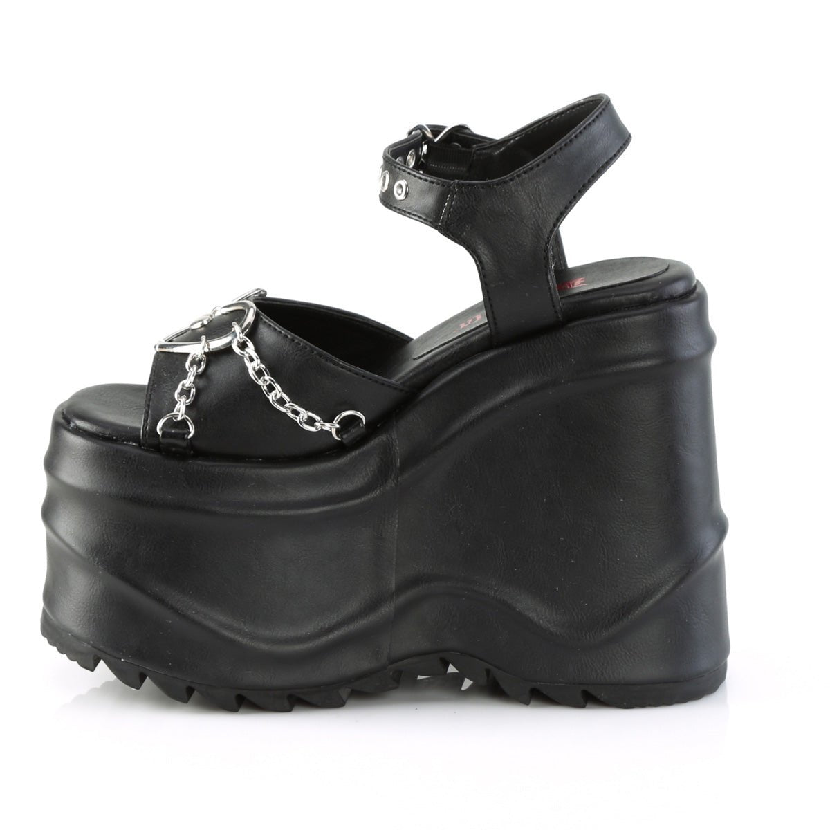 Too Fast | Demonia Wave 09 | Black Vegan Leather Women's Sandals