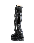 Too Fast | Demonia Wave 315 | Black Stretch Patent Leather Women's Over The Knee Boots