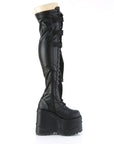 Too Fast | Demonia Wave 315 | Black Stretch Vegan Leather Women's Over The Knee Boots